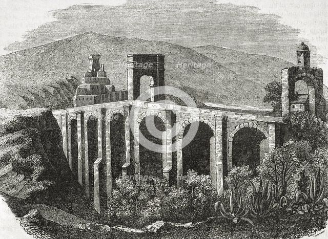 Alcantara Bridge over the Tagus River, Extremadura, Caceres province, Spain, 1852.  Creator: Unknown.