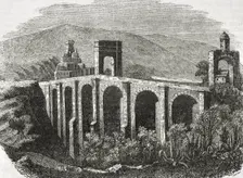 Alcantara Bridge over the Tagus River, Extremadura, Caceres province, Spain, 1852. Creator: Unknown