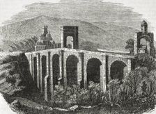 Alcantara Bridge over the Tagus River, Extremadura, Caceres province, Spain, 1852. Creator: Unknown