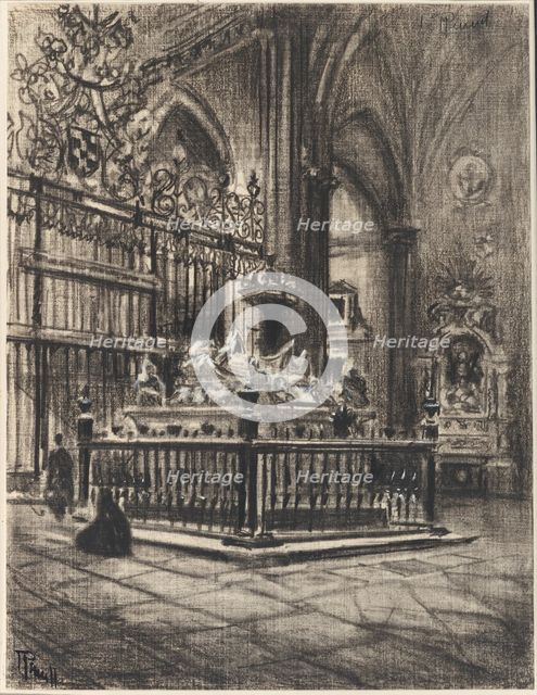 Alcalá, "The Gorgeous Sarcophagus" of Ximenez, c. 1903. Creator: Joseph J Pennell.
