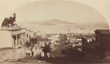 Alcatraz Island and San Francisco Bay, Looking North, 1880s. Creator: Carleton Emmons Watkins