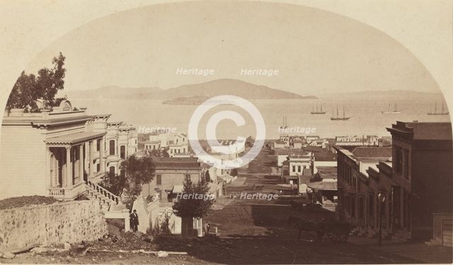Alcatraz Island and San Francisco Bay, Looking North, 1880s. Creator: Carleton Emmons Watkins.