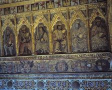 Alcazar of Seville, Hall of Ambassadors, detail of the Paintings where appear kings John II, Henr…