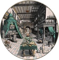 Alchemist's laboratory, 1595. Artist: Hans Vredeman de Vries