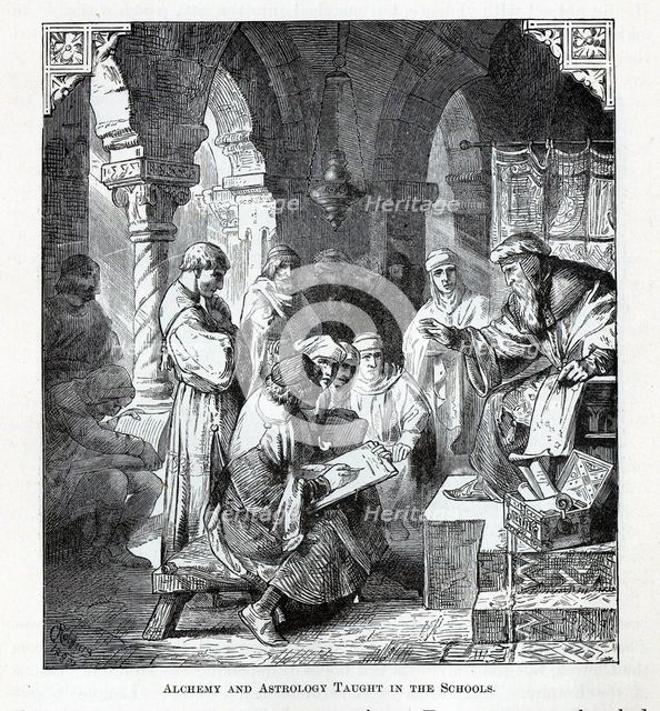 Alchemy and Astrology Taught in the Schools, 1882. Artist: Anonymous  