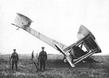 Alcock and Brown's aeroplane after completing the first non-stop transatlantic flight, 1919