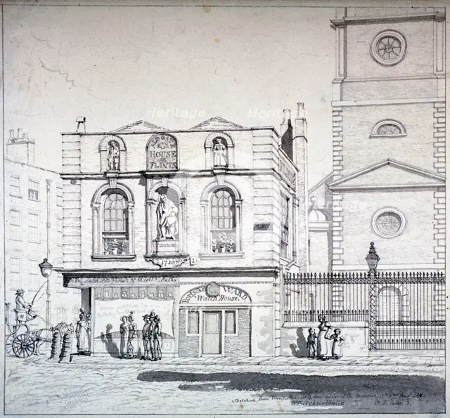 Aldgate House, Aldgate High Street, London, 1815. Artist: Robert Blemmell Schnebbelie