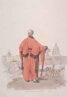 Alderman in civic costume looking towards St Paul's Cathedral, London, 1805. Artist: William Henry Pyne