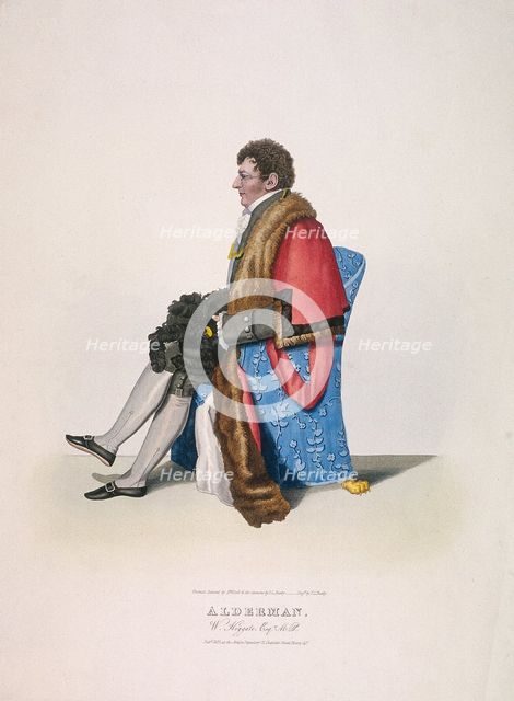 Alderman Sir William Heygate, seated and in civic costume showing robe and hat, 1825. Artist: Thomas Lord Busby