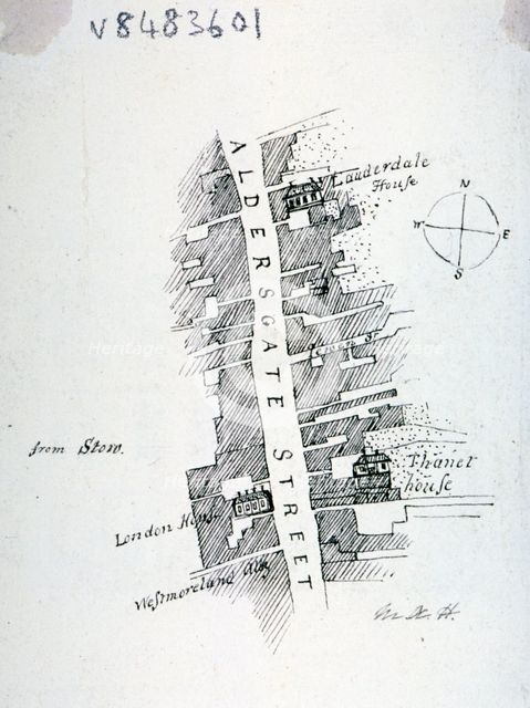 Aldersgate Street, London, c1800(?). Artist: Mary Anne Hedger