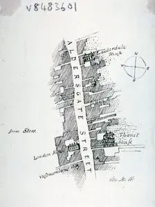 Aldersgate Street, London, c1800(?). Artist: Mary Anne Hedger