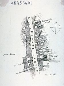Aldersgate Street, London, c1800(?). Artist: Mary Anne Hedger