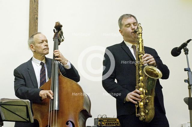 Alec Dankworth  Simon Spillett, Simon Spillett Quartet, NJA, Loughton, Essex, 15 Feb 2020. Creator: Brian O'Connor.