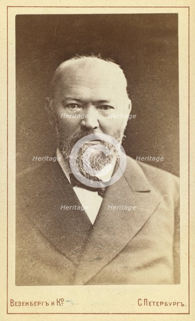 Aleksandr Nikolaevich Ostrovsky, half-length portrait, facing front, between 1880 and 1886. Creator: Unknown.