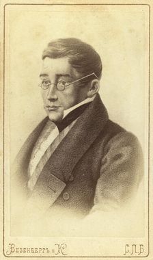 Aleksandr Sergeyevich Griboyedov, head-and-shoulders portrait, facing left, between 1880 and 1886. Creator: Unknown