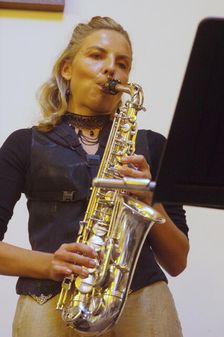 Aleksandra Topczewska, Gary Crosby Sextet, National Jazz Archive, Loughton, Essex, Oct 2023. Creator: Brian O'Connor