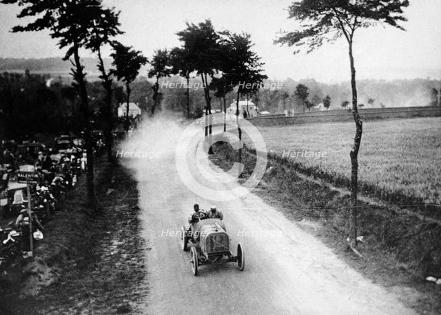 Alessandro Cagno driving his Itala, French Grand Prix, Dieppe, 1908. Artist: Unknown