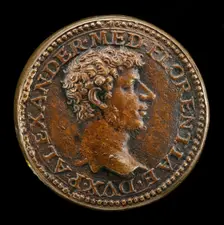Alessandro de Medici, 1510-1537, 1st Duke of Florence 1532 [obverse]. Creator: Domenico de'Vetri