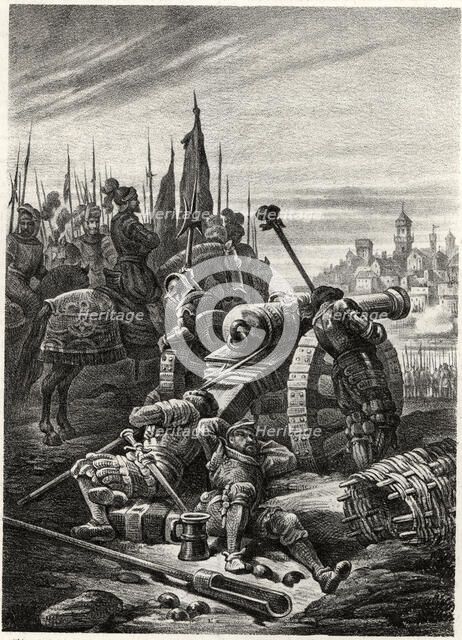 Alessandro Farnese troops lay siege to the city of Antwerp in 1585.