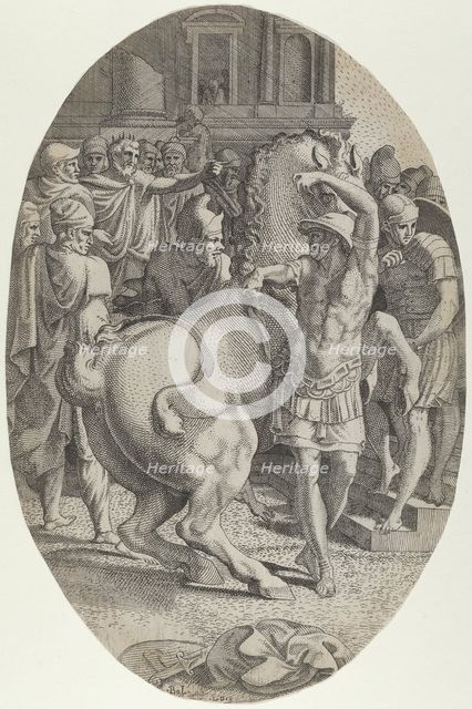 Alexander Mastering Bucephalus, ca. 1540-45. Creator: Leon Davent.