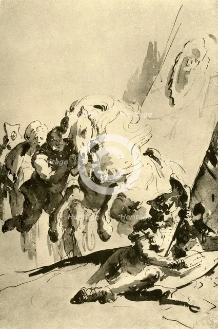'Alexander and Bucephalus', mid 18th century, (1928). Artist: Giovanni Battista Tiepolo.
