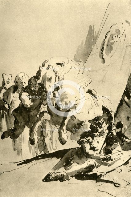 'Alexander and Bucephalus', mid 18th century, (1928). Artist: Giovanni Battista Tiepolo.