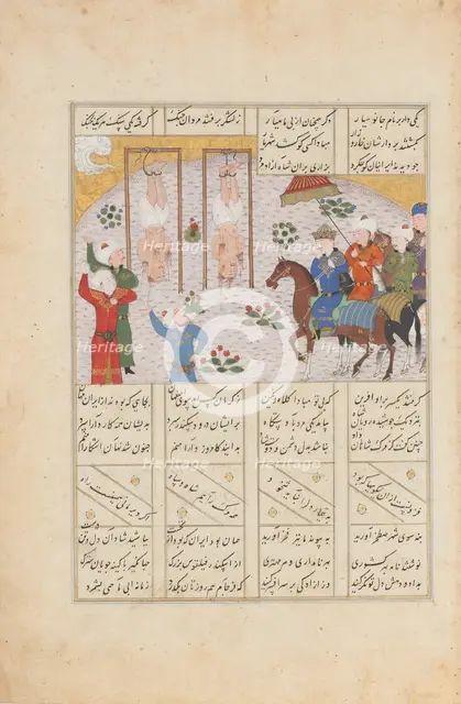 Alexander Executes Janusiyar and Mahiyar, the Slayers of Darius, Folio from..., AH 887/AD 1482. Creator: Unknown.