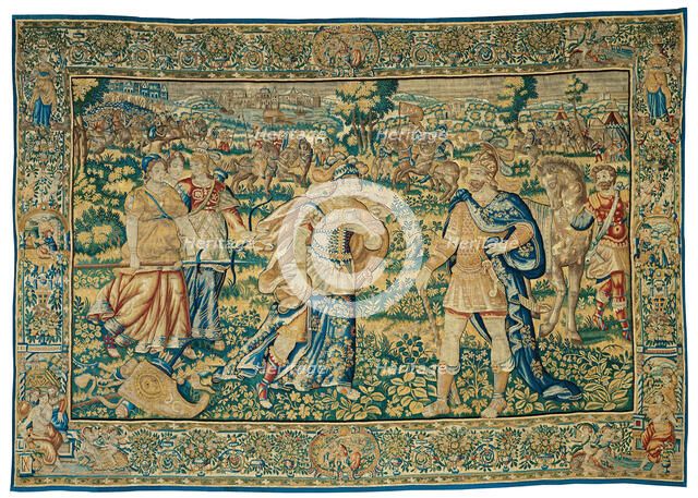 Alexander Encounters Thalestris, Queen of the Amazons, from The Story of Alexander..., c. 1600. Creator: Unknown.