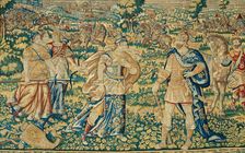 Alexander Encounters Thalestris, Queen of the Amazons, from The Story of Alexander..., c. 1600. Creator: Unknown