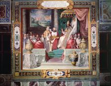Alexander Farnese with his brother Octavio making an offering to Pope Julius III