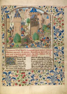 Alexander Fights in the Town of the Sudracae; Livre des fais d'Alexandre le grant, about 1470-1475. Creator: Master of the Jardin de vertueuse consolation