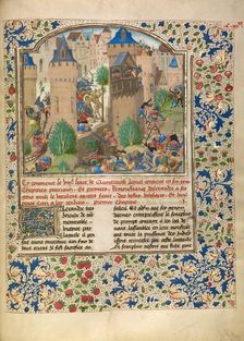 Alexander Fights in the Town of the Sudracae; Livre des fais d'Alexandre le grant, about 1470-1475. Creator: Master of the Jardin de vertueuse consolation