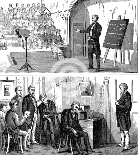 Alexander Graham Bell (1847-1922), Scottish-born American inventor, 1877 (1890). Artist: Unknown