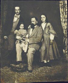 Alexander Herzen with his children after the death of his wife Natalie Artist: Anonymous
