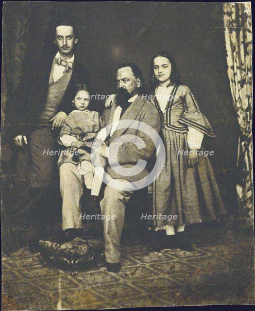 Alexander Herzen with his children after the death of his wife Natalie Artist: Anonymous  