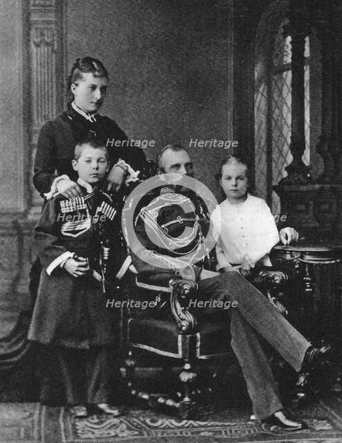 Alexander II of Russia and Princess Ekaterina Mikhailovna Yurievskaya with children, c. 1880. Creator: Anonymous.