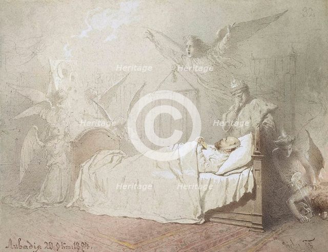 Alexander III on his Deathbed Surrounded by Angels, 1895.  Creator: Zichy, Mihály (1827-1906).
