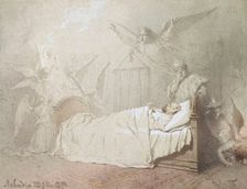 Alexander III on his Deathbed Surrounded by Angels, 1895. Creator: Zichy, Mihály (1827-1906)
