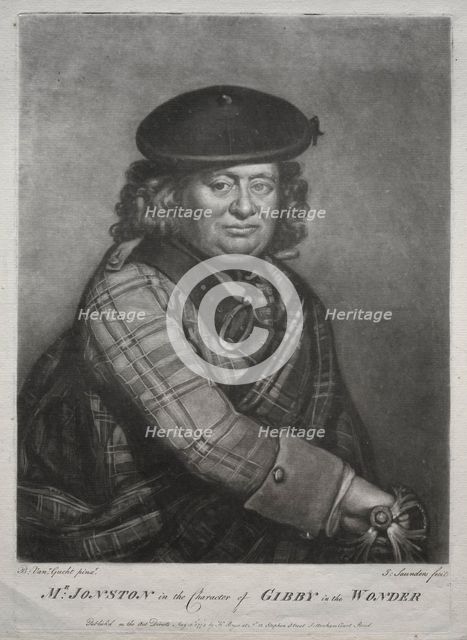 Alexander Jonston in the character of Gibby in "The Wonder", 1774. Creator: Joseph I Saunders (British).