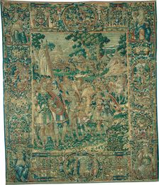 Alexander Kneeling before Jaddus at the Gates of Jerusalem [left section], c. 1600. Creator: Unknown