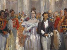 Alexander Pushkin with his wife at the ball. Creator: Ulyanov, Nikolai Pavlovich (1875-1949)