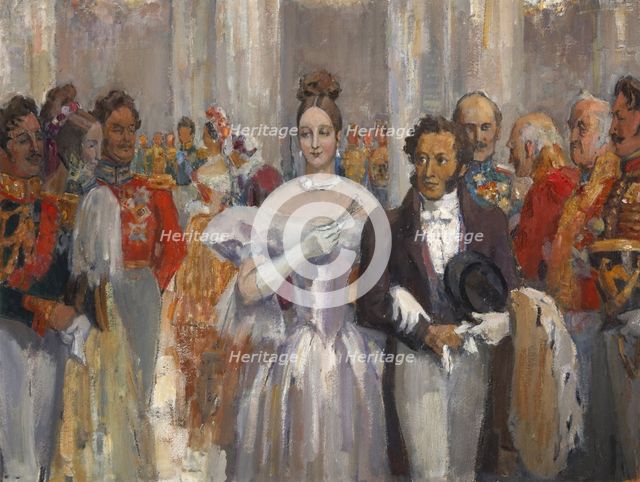 Alexander Pushkin with his wife at the ball. Creator: Ulyanov, Nikolai Pavlovich (1875-1949).