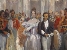 Alexander Pushkin with his wife at the ball. Creator: Ulyanov, Nikolai Pavlovich (1875-1949)