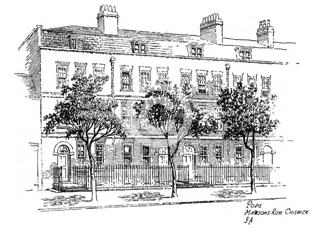 Alexander Pope, Mawson's Row, Chiswick, London, 1912. Artist: Frederick Adcock