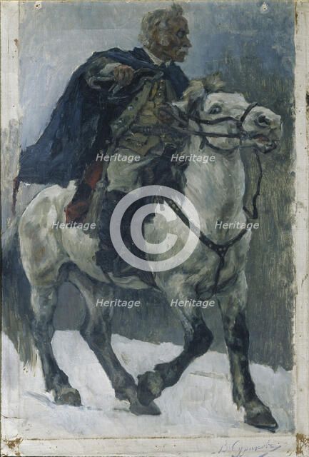 Alexander Suvorov on horseback, 1897-1898. Artist: Surikov, Vasili Ivanovich (1848-1916)