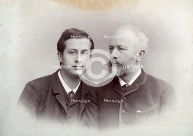 Alexander Siloti, Russian pianist and conductor, and Peter Tchaikovsky, Russian composer, 1888. Artist: Unknown