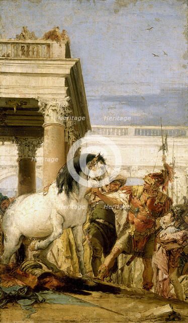 Alexander taming Bucephalus. Artist: Tiepolo, Giambattista (1696-1770)