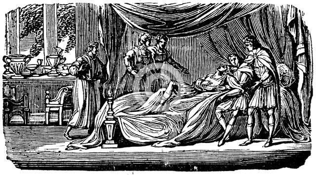 Alexander the Great (356-323 BC) on his deathbed, 1830. Artist: Unknown