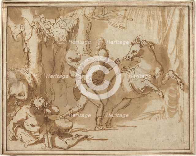 Alexander the Great and Bucephalus, c. 1553. Creator: Taddeo Zuccaro.