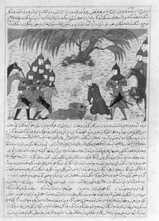 Alexander the Great and Dying Darius, Folio from a Majma al-Tavarikh..., ca. 1425. Creator: Unknown